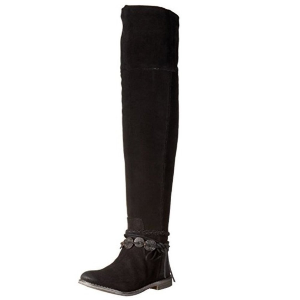 Musse & Cloud NEW Boots BLACK Over-The-Knee Tall Suede Leather NIB Women's 39